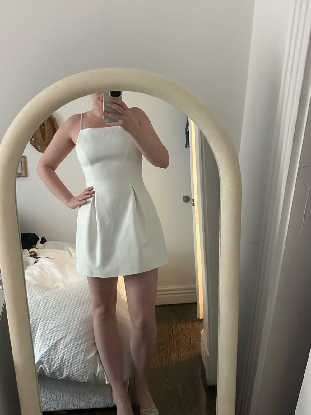 Zara White Mini Dress with Square Neckline